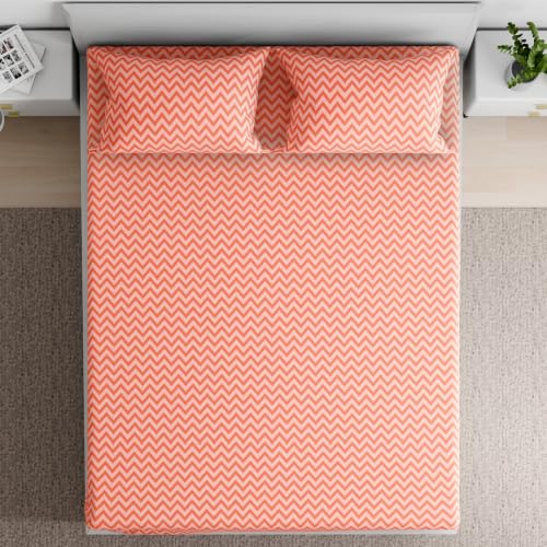Image of Wakefit 100% Cotton 160 TC Fitted Bedsheet with 2 Pillow Covers | Makena King, 75 inch x 72 inch, Makena | 1.91m x 1.83m