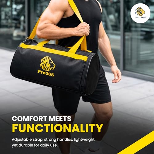 Image of PRO365 Exercise Roller & Waterproof Gym Bag Combo | High-Density Deep Tissue Massage Roller for Muscle Recovery | Spacious Latherette Duffle Bag with Adjustable Strap