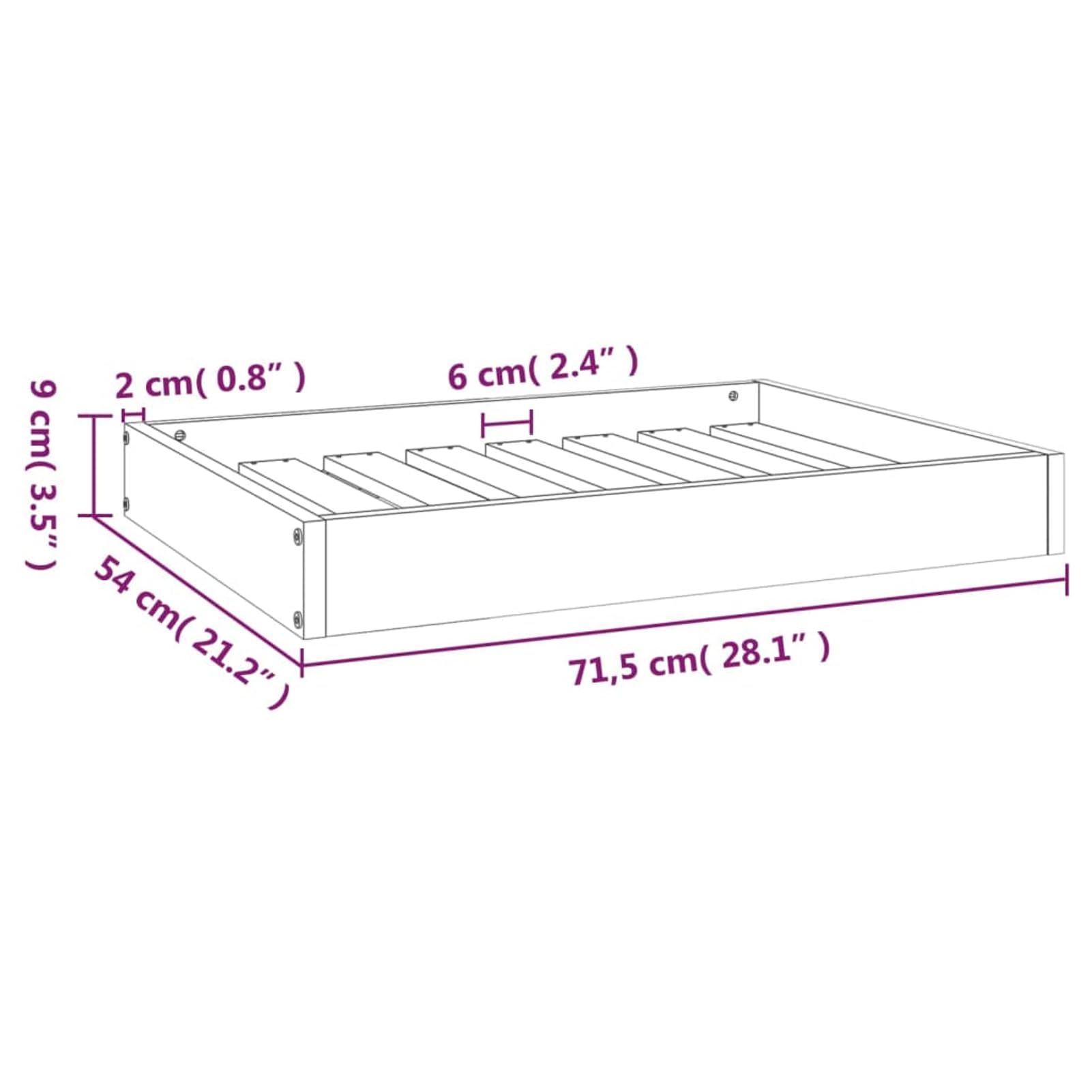 Legowisko dla psa białe 71,5 x 54 x 9 cm lite drewno sosnowe | Lite drewno sosnowe, stabilna rama drewniana, ponadczasowe prostokątne wzornictwo