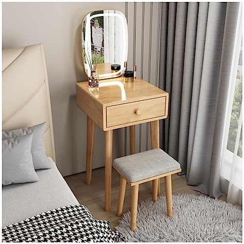 Tocador de maquillaje mini ZTGL con taburete y espejo LED 2