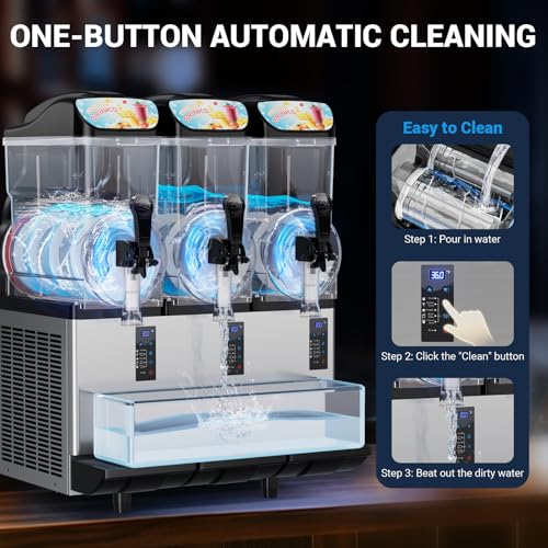 Image of Slushie Machine Commercial, 15Lx3 Tanks Commercial Slushy Machine, Large Margarita Machine with LED Light, Quick Making, Slushie Machine for Restaurant Bar Beer Home Party Alcoholic Drinks, Silver