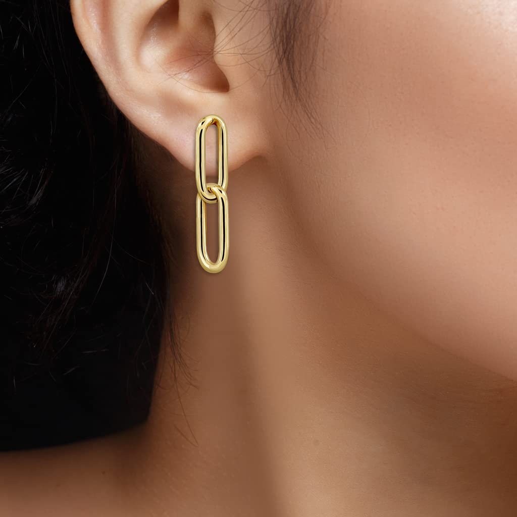 Pendientes de Eslabones para Mujer Chapados En Oro De 18K- Diseño Artesanal