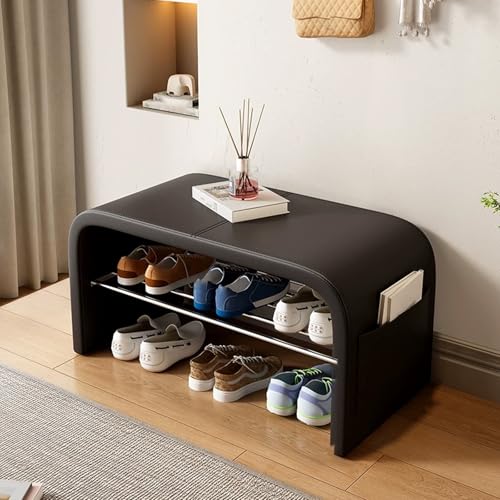 Banc à chaussures rembourré pour soulager le dos dans l'entrée