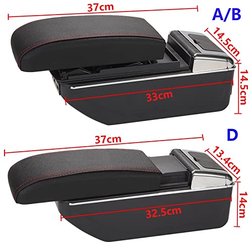 Bracciolo Console Centrale Per Suzuki SX4 2007-2019 – Box Portaoggetti In Pelle PU, Retrofit Interni Auto, Nero (Senza USB)