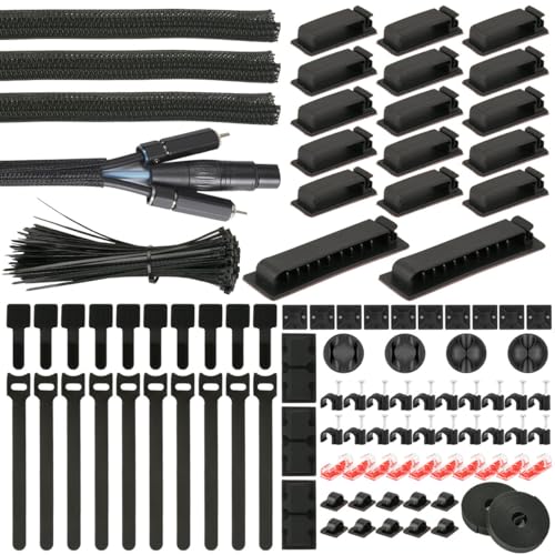 DODUOS 200 Stück Kabelmanagement Schreibtisch Organizer, Kabel Organizer Set Cable Management Kit, Kabelorganizer Set Schreibtisch Kabel Management, PC Kabelmanagement für Zuhause Büro