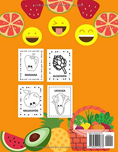 Miniatura 2 de Mi Primer Libro para Colorear Verduras y Frutas A partir de 1 año Libro para Niños y Niñas con 50 Dibujos para Pintar Colorea y Garabatea De 1 a