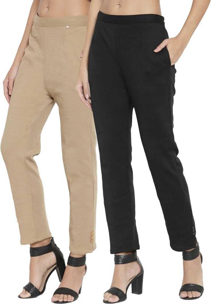 TNQ Women Woolen Trouser/Fleece Trouser/Straight Fit Warm Trouser Pants (Combo Set of 2Pcs)