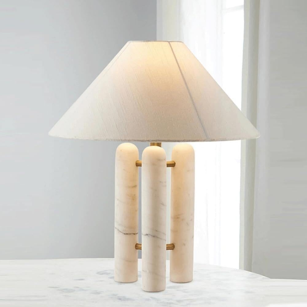 Lampada da tavolo marmo minimalista moderna, lampada comodino artistica