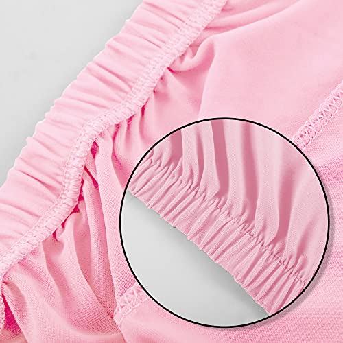 Obstal Stretch Spandex Dining Room Chair Covers – Set Of 4 Universal Removable Washable Chair Seat Slipcovers Protector For Kitchen, Ceremony, Wedding, Banquet, Hotel And Party, Pink #TOP5