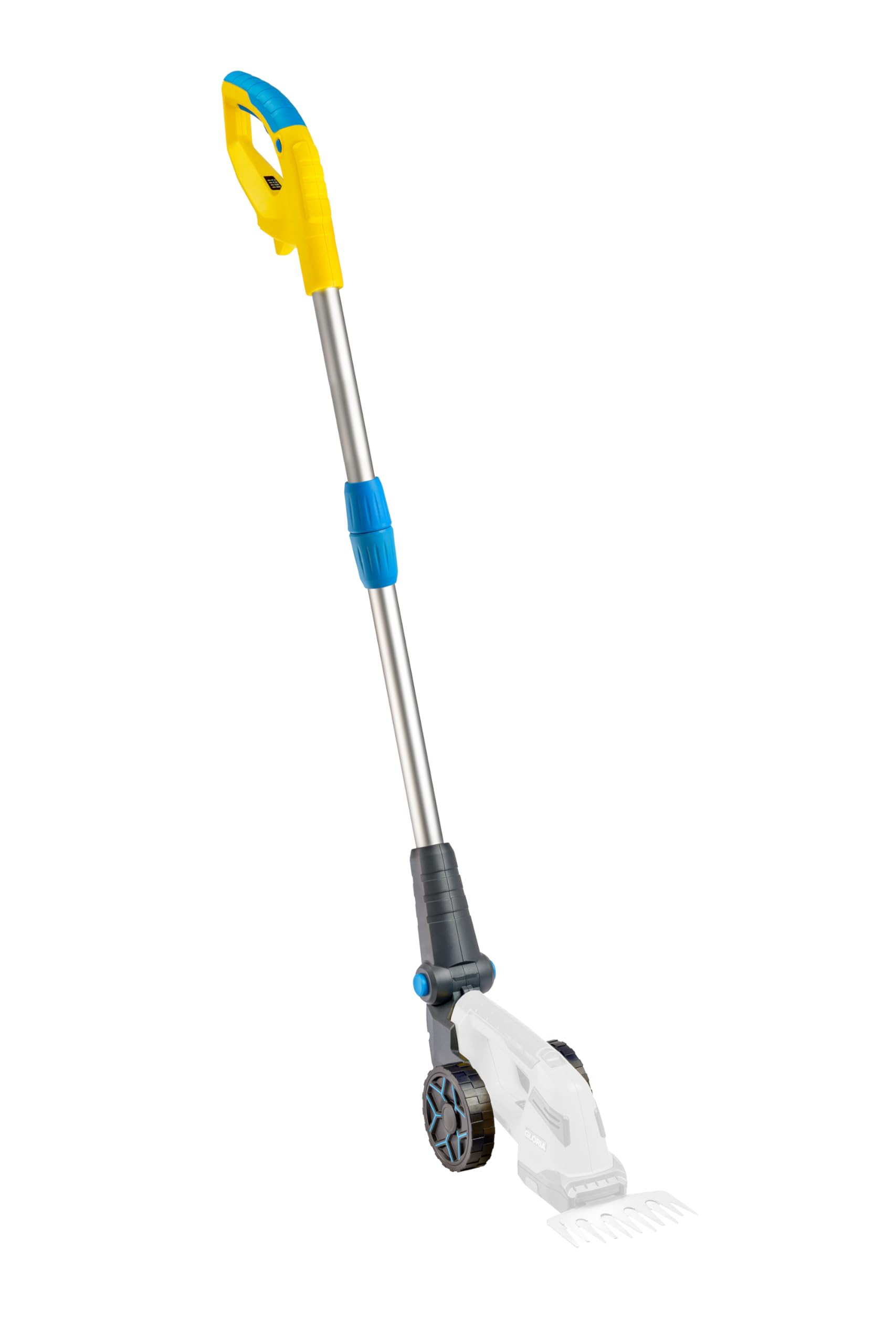 GLORIA FineCut 18 V compact Drive&Cut | przedłużenie uchwytu do nożyc do trawy i krzewów Gloria | ergonomiczny miękki uchwyt | chroni plecy | regulowany kąt roboczy | płynnie pracujące koła