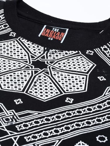 Image of The Indian Garage Co Men Regular Fit Floral Crew Neck Overhead Sweatshirt