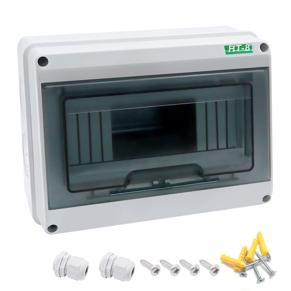 smseace Distribution Protection Box, ABS Plastic Transparent Cover Waterproof Distribution Box IP65, for Indoor Wall Circuit Breaker (5 Way)