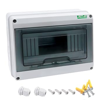 smseace Distribution Protection Box, ABS Plastic Transparent Cover Waterproof Distribution Box IP65, for Indoor Wall Circuit Breaker 8 Way