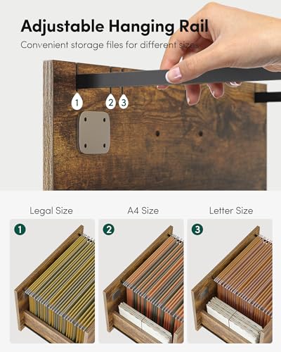 Image of FEZIBO 3-Drawer Mobile File Cabinet, Lateral Filing Cabinet with Lock, Printer Stand with Open Storage Shelves for Home Office, Filing Cabinets for Home Office, Rustic Brown