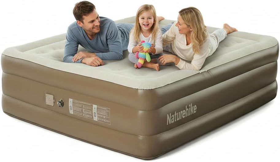 Compact King Air Mattress with Built in Pump, 18" Raised Upgraded One-Touch Luxury Inflatable Airbed, 993lbs Capacity, Portable Blow Up Mattress, Cordless Mattress for Home, Camping, Guests