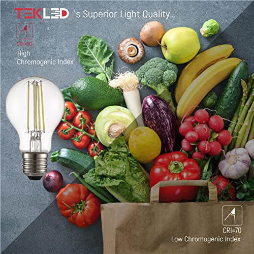 TEKLED® A60 Filament Vintage LED Bulbs | E27 Edison Screw | Energy Saving 6.5W Light Bulb 60W Equivalent | NONDIMMABLE Clear 6500K 806LM | 4-Pack | Daylight - Image 6