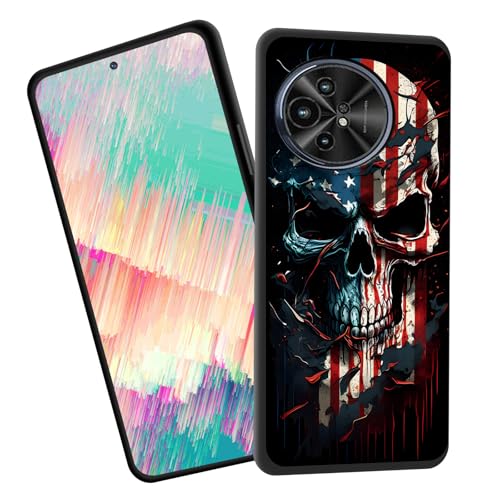 EFGWSDER for TCL 60 XE NxtPaper Case,Slim Shockproof TPU Soft Rubber Silicone Cover Phone Case for TCL 60 XE NxtPaper 6.78 inch 2025,Skull American Flag
