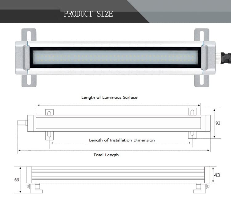 lámpara de trabajo led, luz del tubo de la máquina CNC 24V luces impermeables a prueba de explosión Iluminación interna industrial para la máquina de fresado de perforación (20, Vatios)