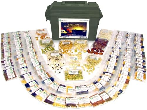 Survival Essentials Ultimate Heirloom Seed Vault, 144 Variety Packed in Superior Ammo Can, Over 23k Seeds for Planting Vegetables and Fruits, for Survival and Emergency Supply, Non-GMO