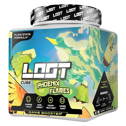 LOOT Game Booster | Konzentration, Ausdauer, Reaktionsfähigkeit | 50 Servings (400g) mit Koffein & 20 einzigartigen Inhaltsstoffen | Flow-State Formel | Phoenix Flames
