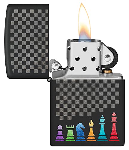 Zippo Unisex-Adult Gaming Lighters, Black Matte Chess Pieces #TOP2