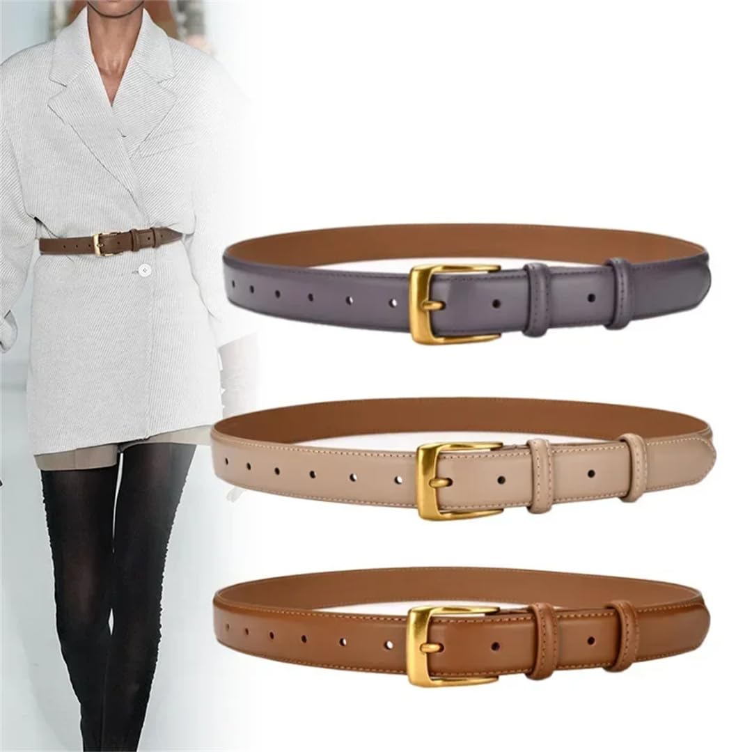 Cinturón de piel auténtica de diseño de lujo para mujer, hebilla de metal, cintura ajustable, cinturón casual para jeans