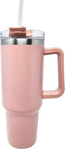 Vaso térmico de acero inoxidable de doble pared de 40 onzas, con tapa y popote (aguamarina)