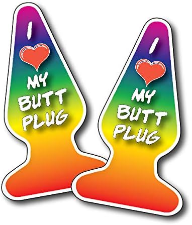 I Love Butt Plugs 2 Pack Funny Prank Crude Humor Joke Hilarious Offensive Vinyl Decal Sticker LOL
