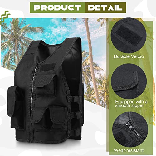 Satinior Kids Army Combat Vest Tactical Vest Children Vest Kids Combat Vest Outdoor With Children Half Finger Fingerless Short Gloves Mitten Breathable Adjustable (Basic Style) #TOP4