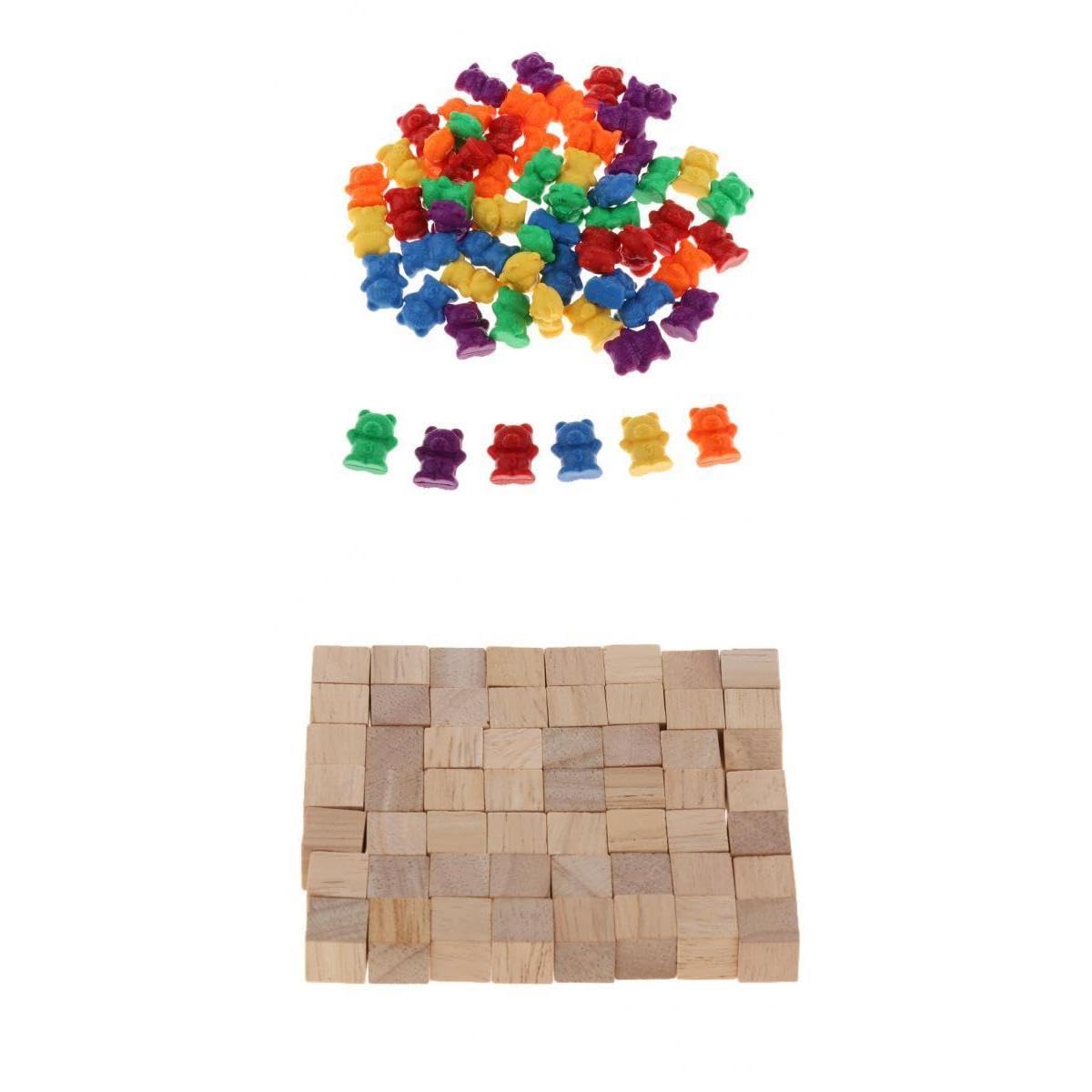 ATORSE Toy 160pcs Counters Square Cubes Bricks+Bear Markers Mixed Colors for Sort Game-Toys & Hobbies-Games-Game Pieces Parts-image-46