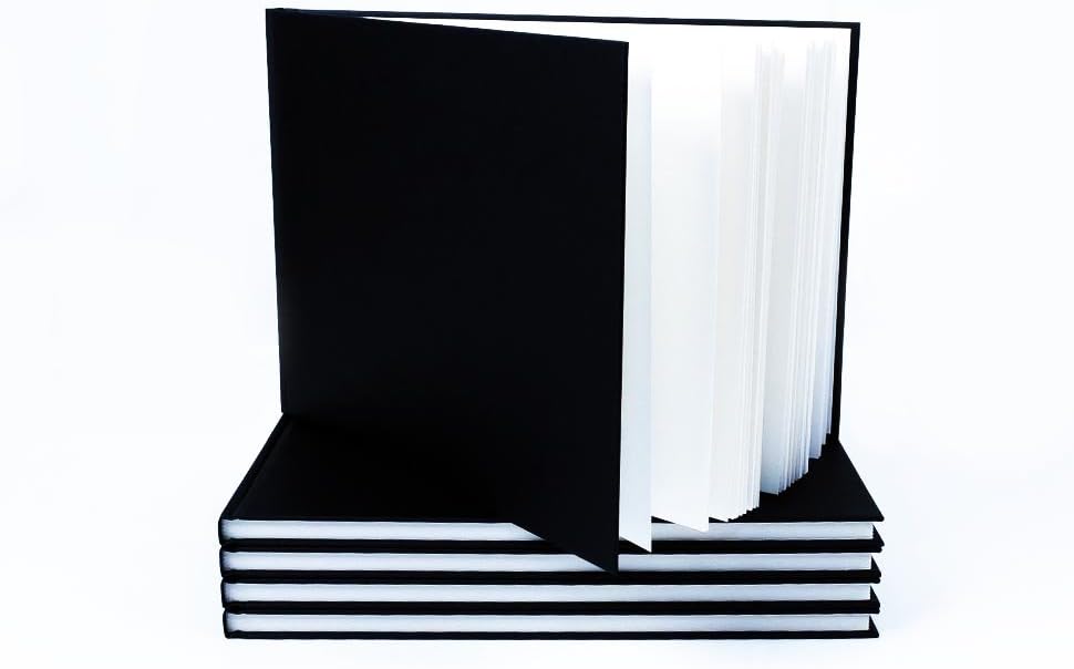 Seawhite A5 Black Concertina Sketchbook With Case - 70 Pages Of 170gsm Black Paper For Art & Display