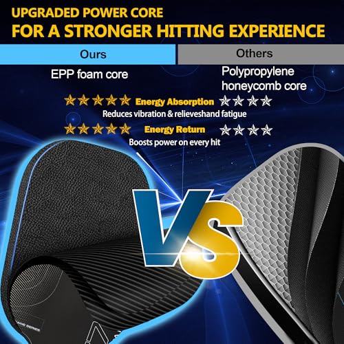 Image of Pickleball Paddle with T700 Raw Carbon Fiber, 16mm Upgraded EPP Foam Core, Torque-Boost Weighting System & Elasticity Enhancement Design