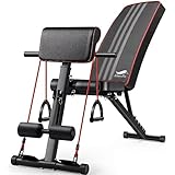 トレーニングベンチ マルチシットアップベンチ 折り畳み フラットベンチ 角度調節簡単 腹筋 背筋 ダンベル ベンチ 収納便利 YLDZF (KKS-red)