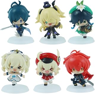 Genshin Impact Fischl Kaeya Venti Klee Diluc Barbara Action Figure Collectible Model Combo Decoration Collection Gift Anime Action Figure Collectio