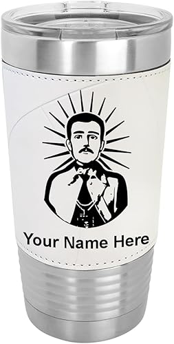 Miniatura 9 de LaserGram 20oz Vacuum Insulated Tumbler Mug Malverde Personalized Engraving Included Faux Leather Gray