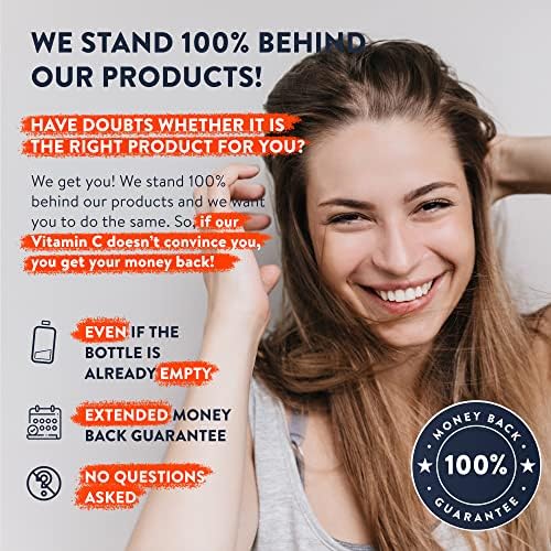 Natural High Strength Vitamin C 1000mg -180 Vitamin C tablets - 100% Vegan Acerola Fruit Extract - with Citrus Bioflavonoids and Rosehip - Vitamin C Capsules -Supports Immune Function- 3 Months Supply