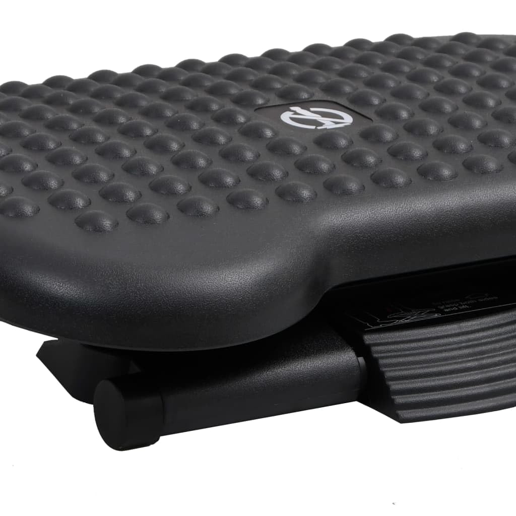 Ergonomische Fußstütze Schwarz 46x34,5x11 cm aus HIPS mit Massagefläche und 3-Fach höhenverstellbarem Design für Büro und Zuhause zur Entlastung von Beinen, Hüfte und Rücken