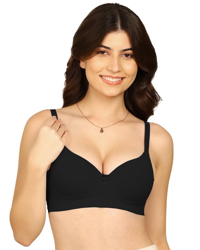 komli Bonded Push-Up Bra | 3/4th Coverage | Wire-Free | Make Appearance 2 Cup Sizes Bigger | No Elastic at Bottom Band and Side Wings | Pack of 1 |-picture-36