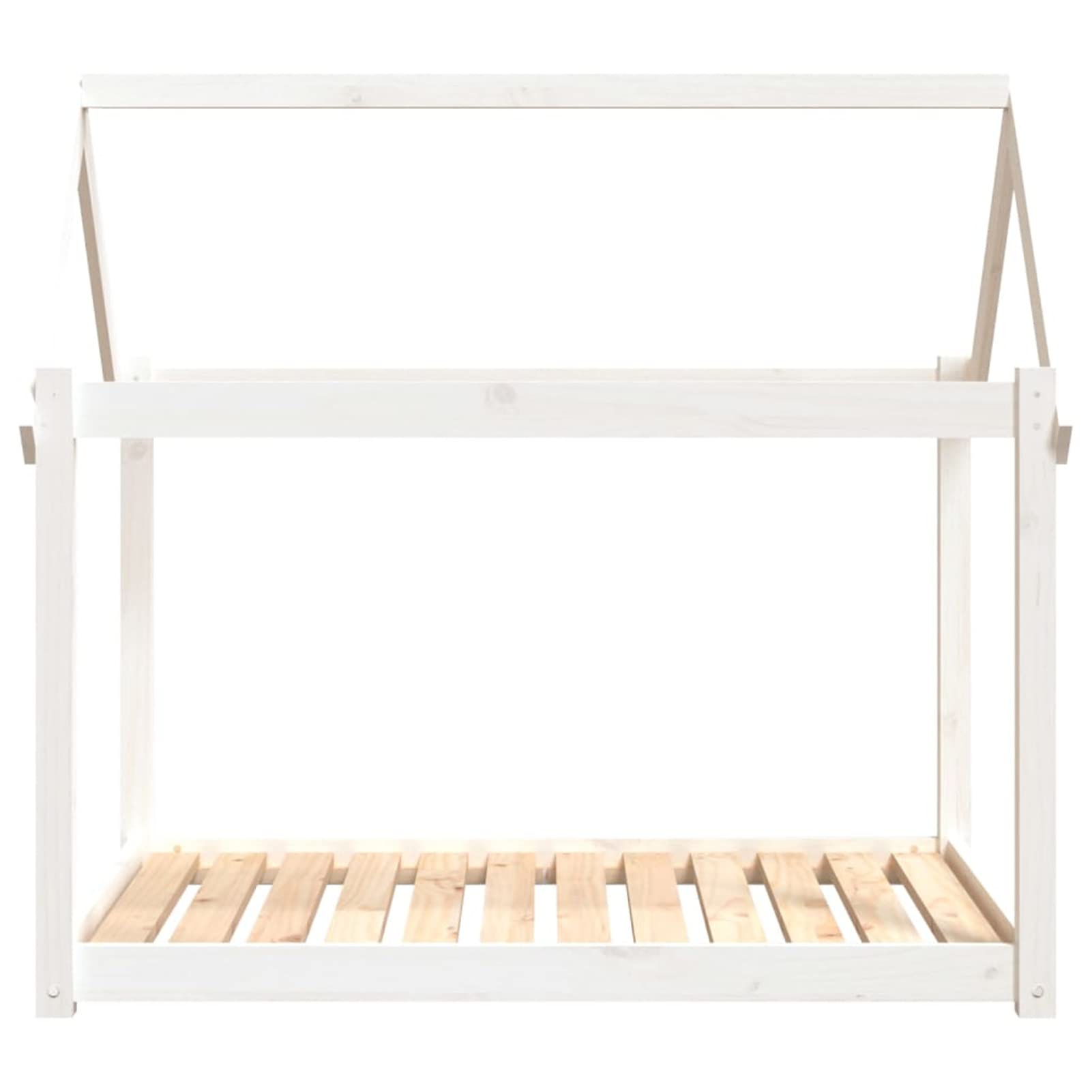 Homgoday Białe legowisko dla psa 111 x 80 x 100 cm z litego drewna sosnowego, wystrój klatki dla psa klatka dla psa wewnętrzna Kennel dla psów klatki dla psów na zewnątrz ogrodzenie dla psa