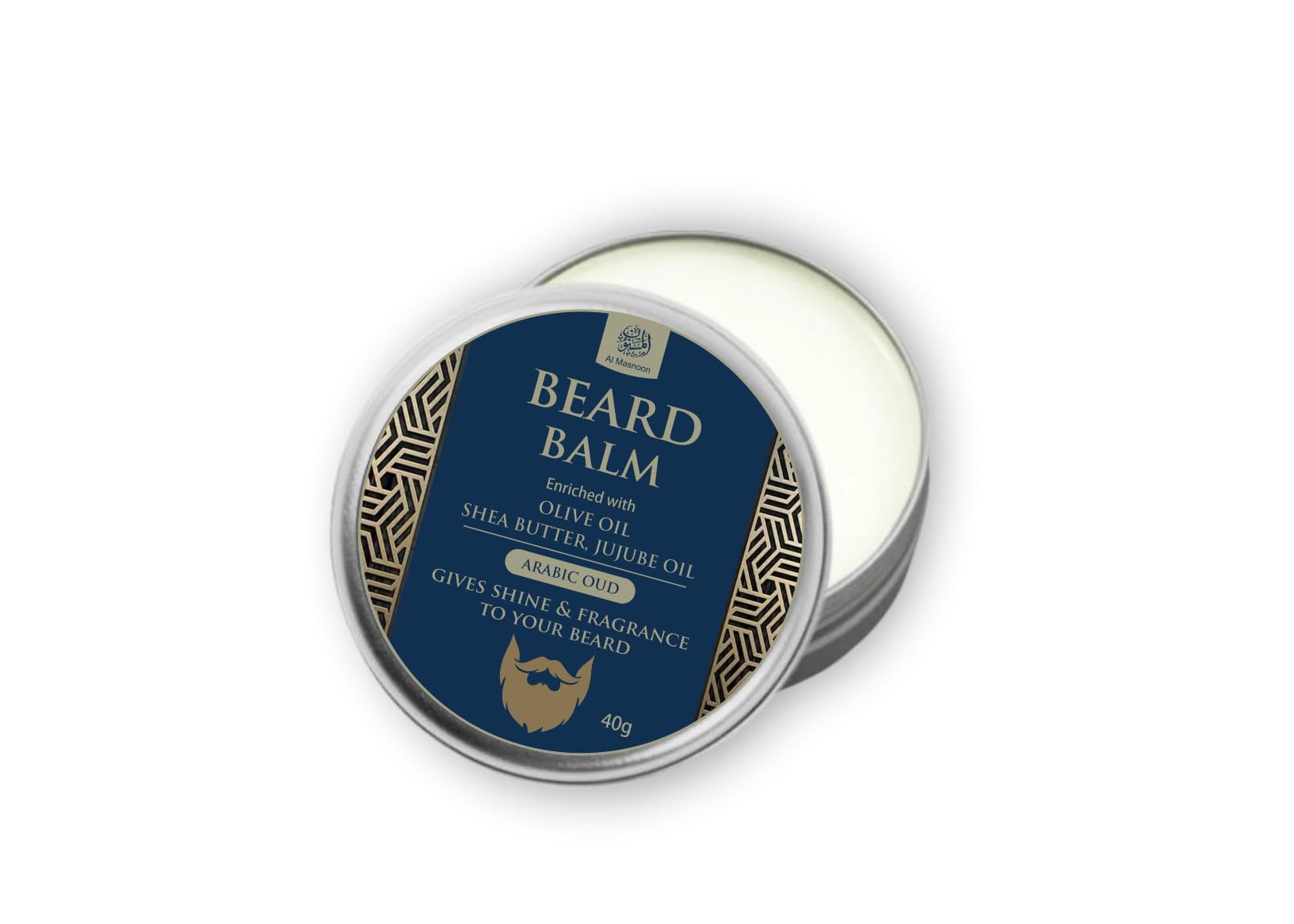 AL MASNOON Beard Balm with Shea Butter & Olive Oil ? Enriched Formula for Shine & Fragrance, Infused with Arabic Oud & Woody Notes, 40g Pack-picture-38