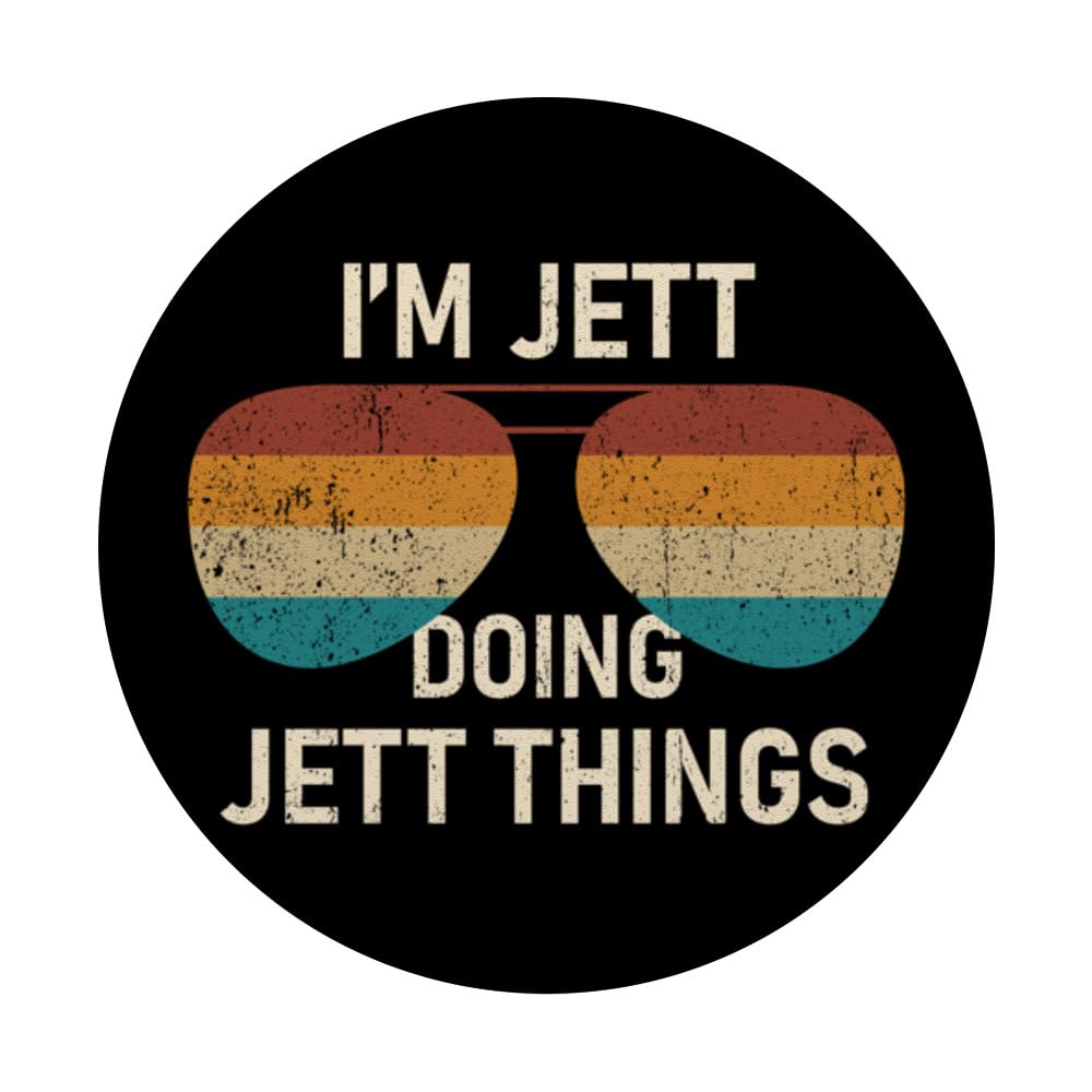 I'm Jett Doing Jett Things Retro Sunglass Funny Personalized PopSockets Swappable PopGrip, Black - Image 3