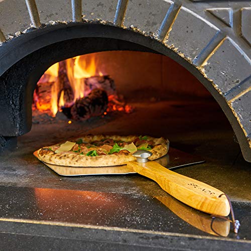 SPLENDR Aluminum Metal Pizza Peel with Foldable Wood Handle 12 Inch x 14 Inch Great Gift for Homemade Pizza Lovers. Easy Storage Pizza Paddle for Baking Bread