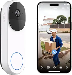Noorio Doorbell Camera Wireless No Subscription on 16GB Local Storage, Smart Video Doorbell Work with Alexa, Motion and Chime App Alert, Two-Way Talk, IP65 Waterproof, 2K+ Color Night Vision, D110