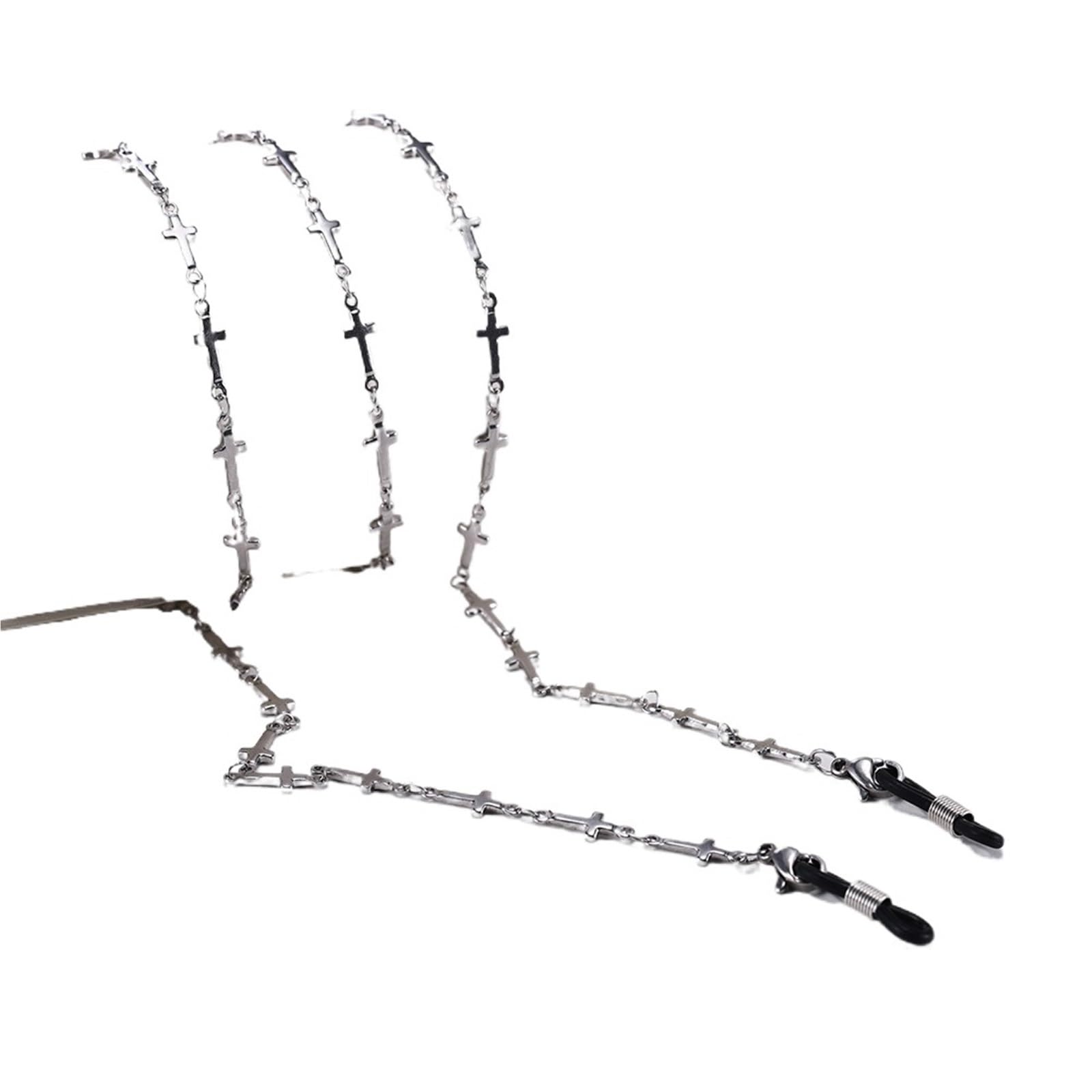 Brillenband Edelstahl-Kreuz-Sonnenbrillenkette, Lesebrillenband, gotisches Brillenband, Brillenhalsband for Damen und Herren