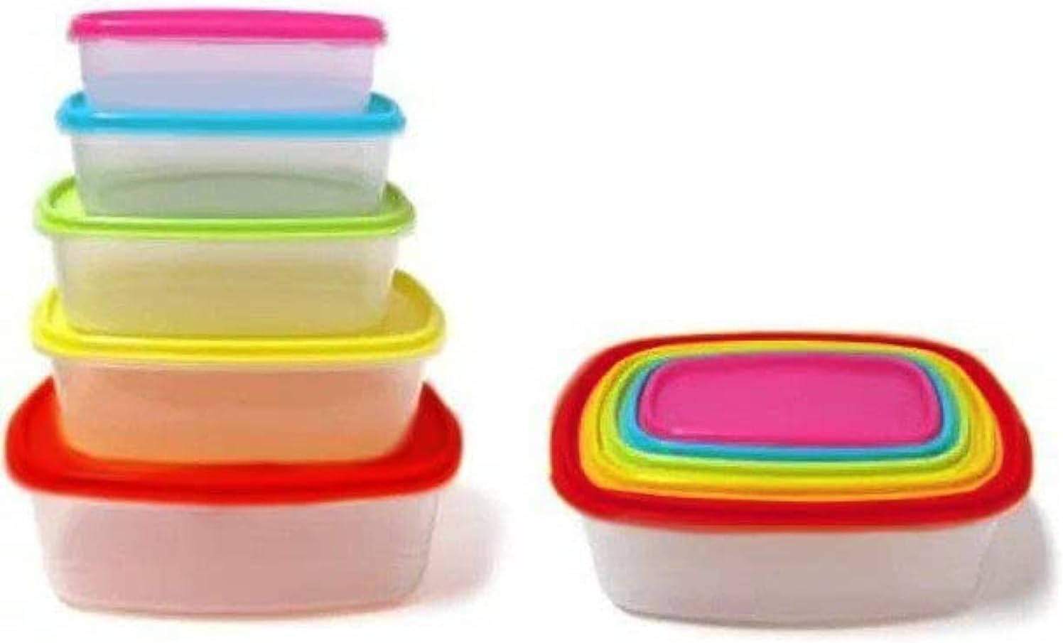 Food Storage Container with Airtight Lids 5 Piece Plastic Stackable Tupperware Box for Leftovers lunch box meal prep containers, Rectangle