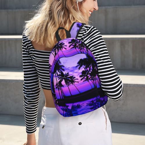 Sac à dos de voyage imprimé palmier violet pour protéger votre ordinateur à l'université - 7