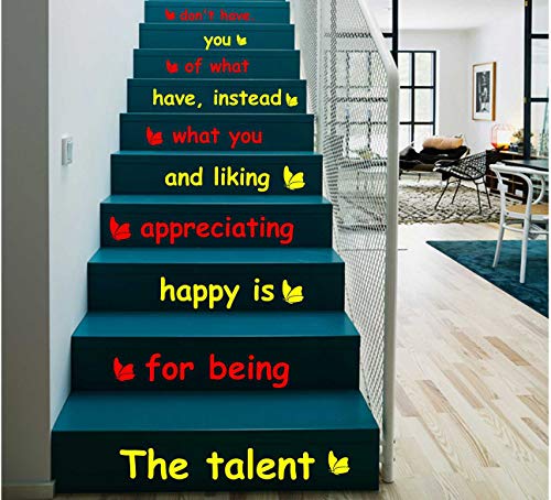 CVANU Letters Wall Decor Stickers Stair Decals Quotes Stairway Decals Quote Steps Vinyl Stickers Lettering Family Staircase Decal Multicolor (Stairs-pg_83)