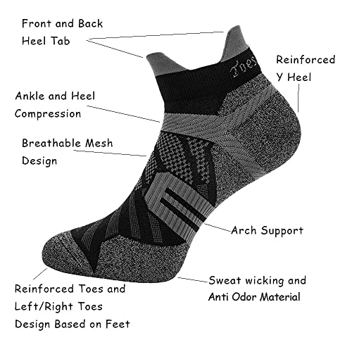 Toes&Feet Men's Anti Odor Thin Quick Dry Ankle Compression Running Socks2