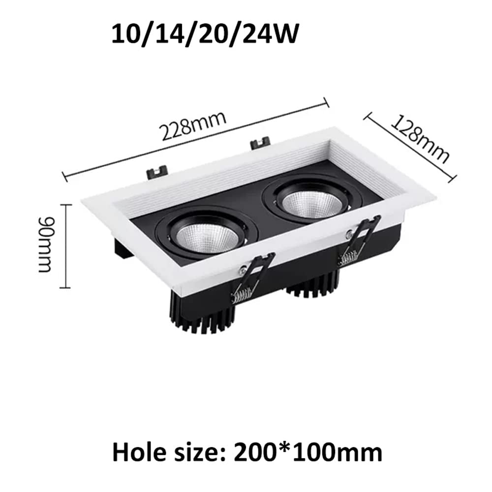 Downlight Led Empotrable De Ángulo Ajustable De 10W, 14W, 20W, 24W, Focos Giratorios Tipo Ojo De Buey, Focos De Cardán De 2 Cabezales para Adaptación 3000K | 4000K,20w-4000k