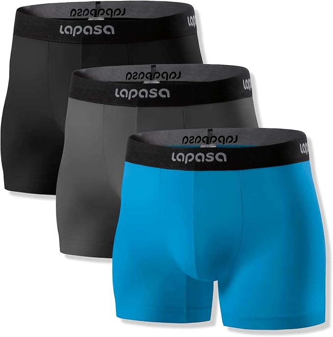 LAPASA Men's Travel Boxer Briefs Quick Dry Underwear, 4" or 6" Inseam